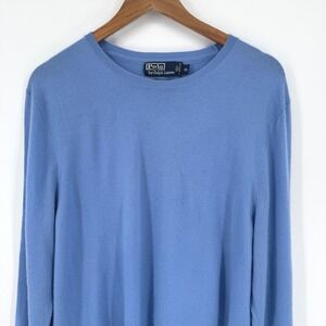 Polo Ralph Lauren Mens XL Blue 100% Cashmere Long Sleeve Sweater Knit